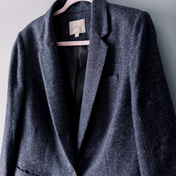 LOFT Navy Blue - Tweed - Women's Blazer - Size 14 P - Picture 8 of 8